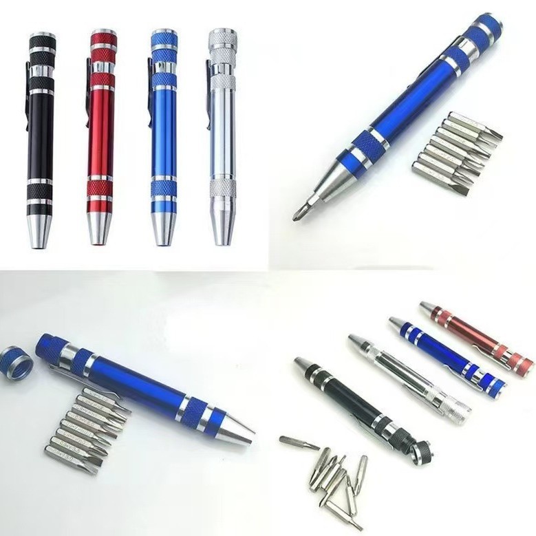 Multi-functional screwdriver, eight-in-one aluminum alloy disassembly tool, pen tip, one-line cross head changer screwdriver, precise details Picture