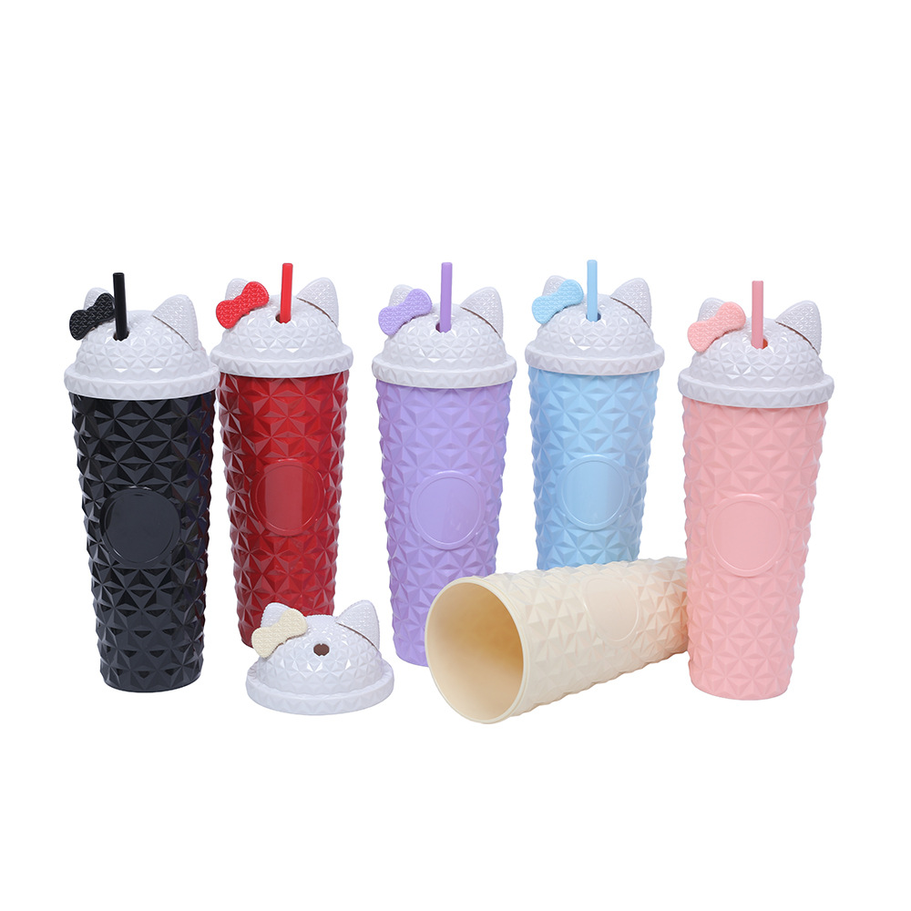 2025 New model factory direct supply three-piece set: Katie Creative Internet celebrity plastic straw cup, Starbar Durian cup, water cup Application Scenario