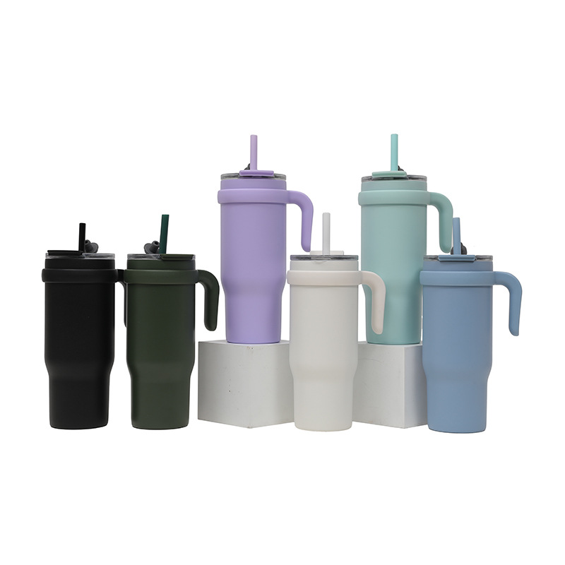 New cross-border 24oz children's ice cup with straw, handle insulated water cup, stainless steel car cup with high appearance level details Picture
