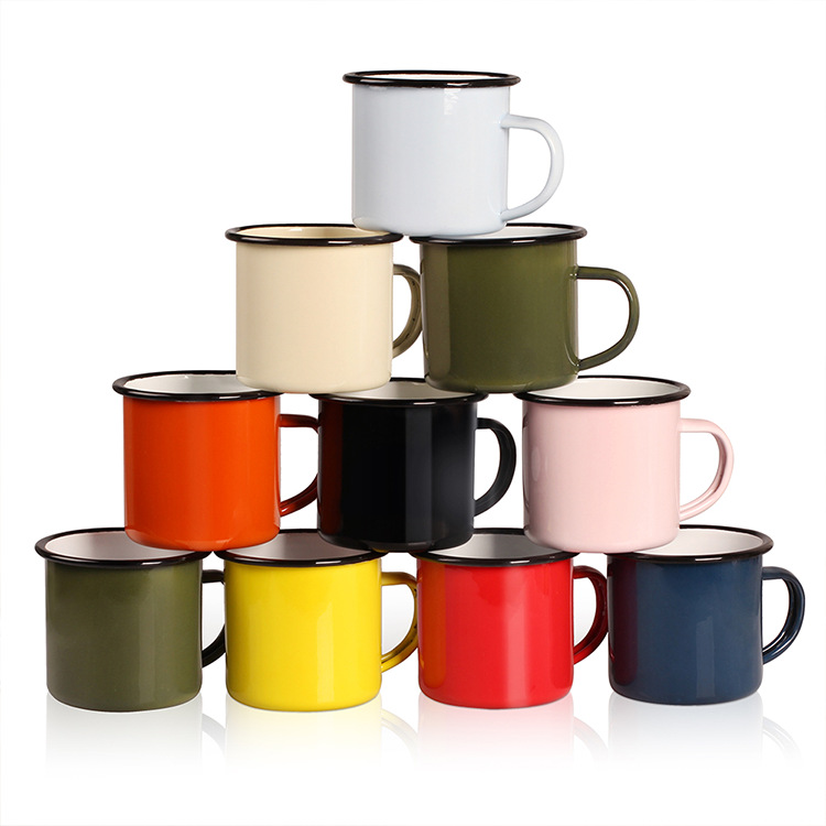 Retro enamel cups, retro ceramic coffee cups, Hong Kong-style mugs, old-fashioned nostalgic water cups, souvenir gifts, creative cups Item Picture