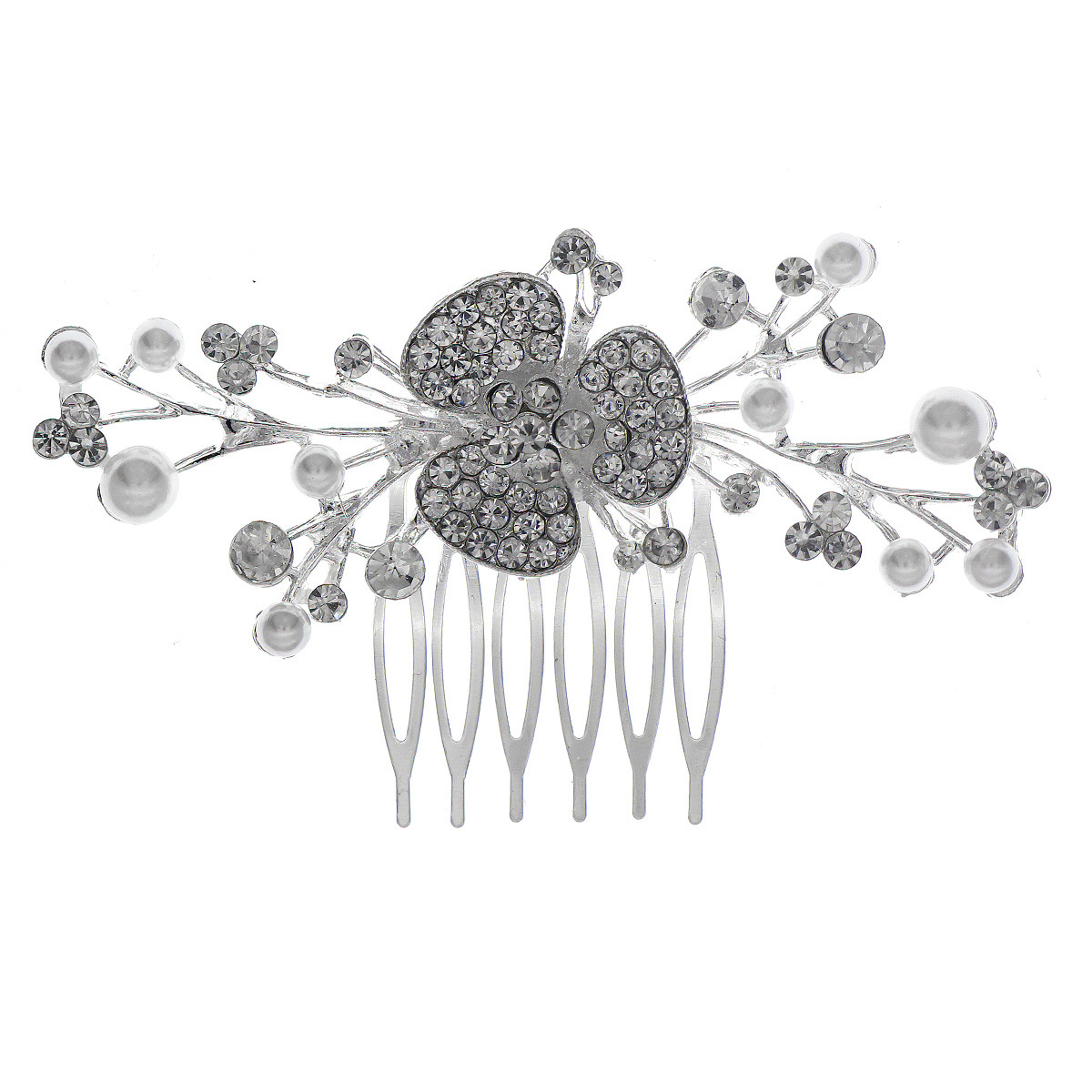 European and American bride accessories, photography and photo accessories, simple pearl hair bun, hair comb, flower water diamond alloy comb Item Picture