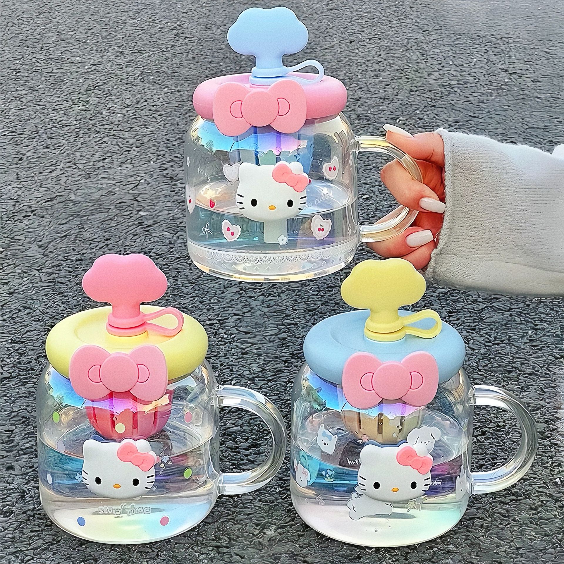 Cute girl handle water cup, high appearance level tabletop tea-making glass cup, heat-resistant straw cup for girls as a gift Specification drawing