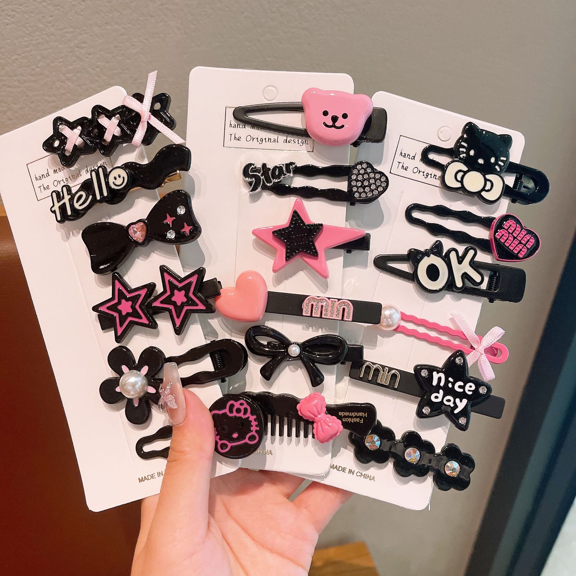 Cute dopamine hair clips, sweet girl princess hair clips, side bangs, broken hair top clips, new hair accessories full figure