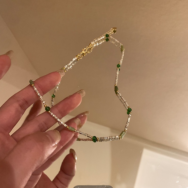 New Chinese-style retro stone beaded necklace, a design sense of women's summer, a niche and light luxury collarbone chain, a Chinese-style neck chain details Picture