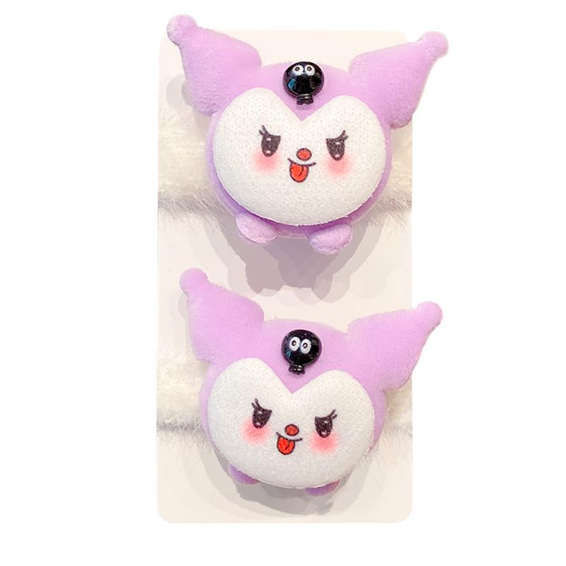 Cute cartoon headband children's Sanrio autumn and winter plush hair band Little girl high ponytail hair band Baby rubber band Item Picture