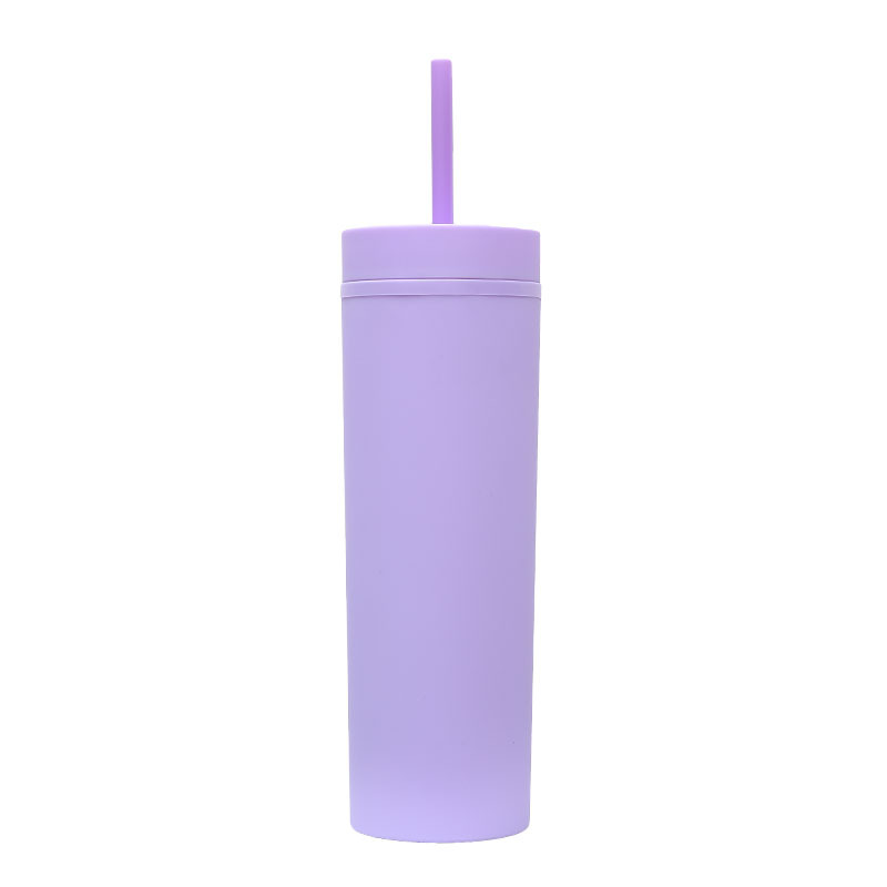 2025 New cross-border factory direct supply frosted double-layer plastic cup, simple and convenient water cup, 16OZ straight straw cup Application Scenario