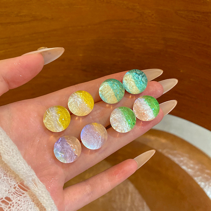 Summer Dopamine Starry Sky Blue Ball stud earrings for women, with a unique design sense, are colorful resin earrings suitable for summer Specification drawing