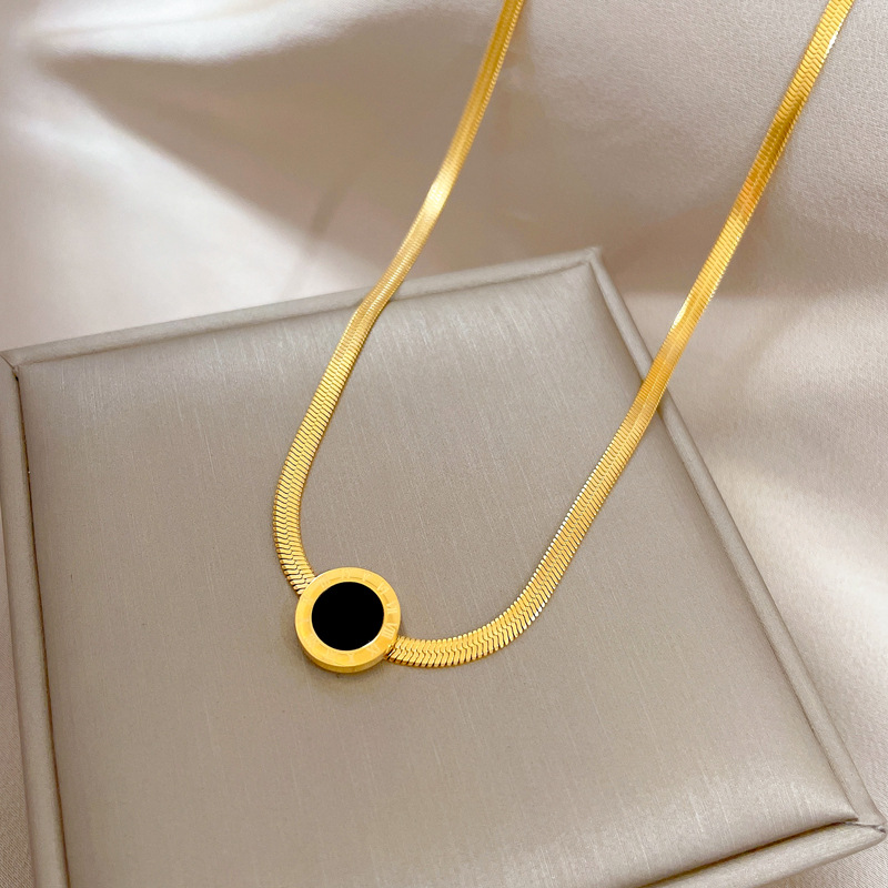 【 All-titanium Steel 】 Round Roman style, minimalist style, real gold necklace inside the furnace, women's ins collarbone chain Specification drawing