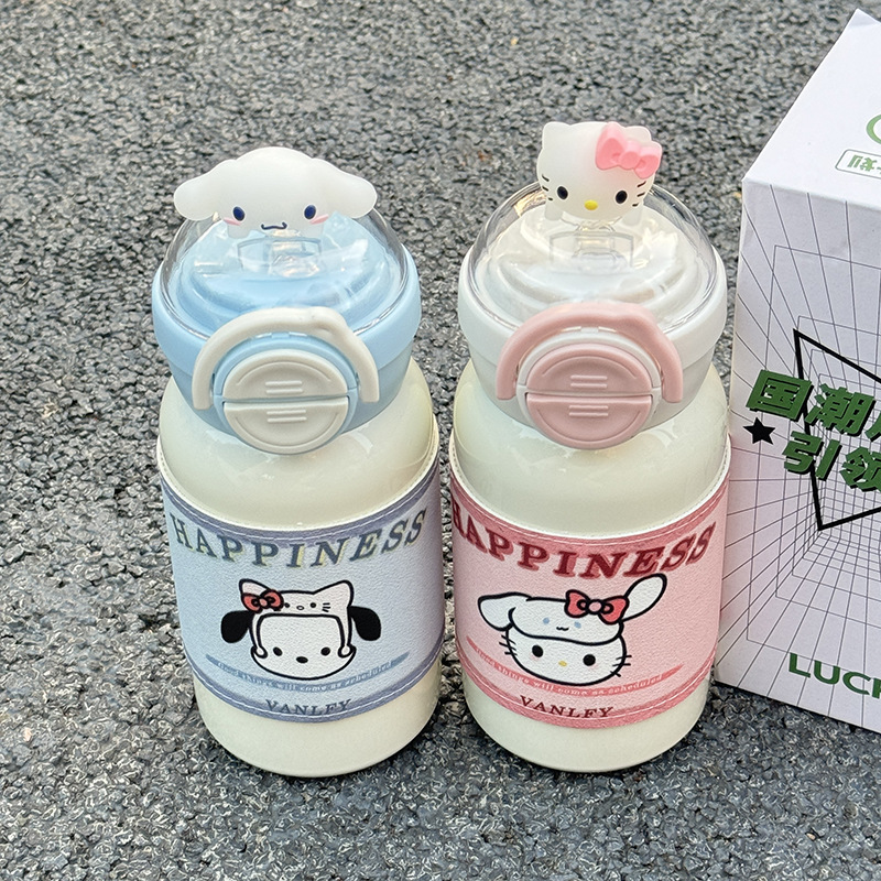 Cute anime cat and dog stickers, insulated cup, student water cup, 316 cup sleeve, portable, high appearance level, small insulated cup details Picture