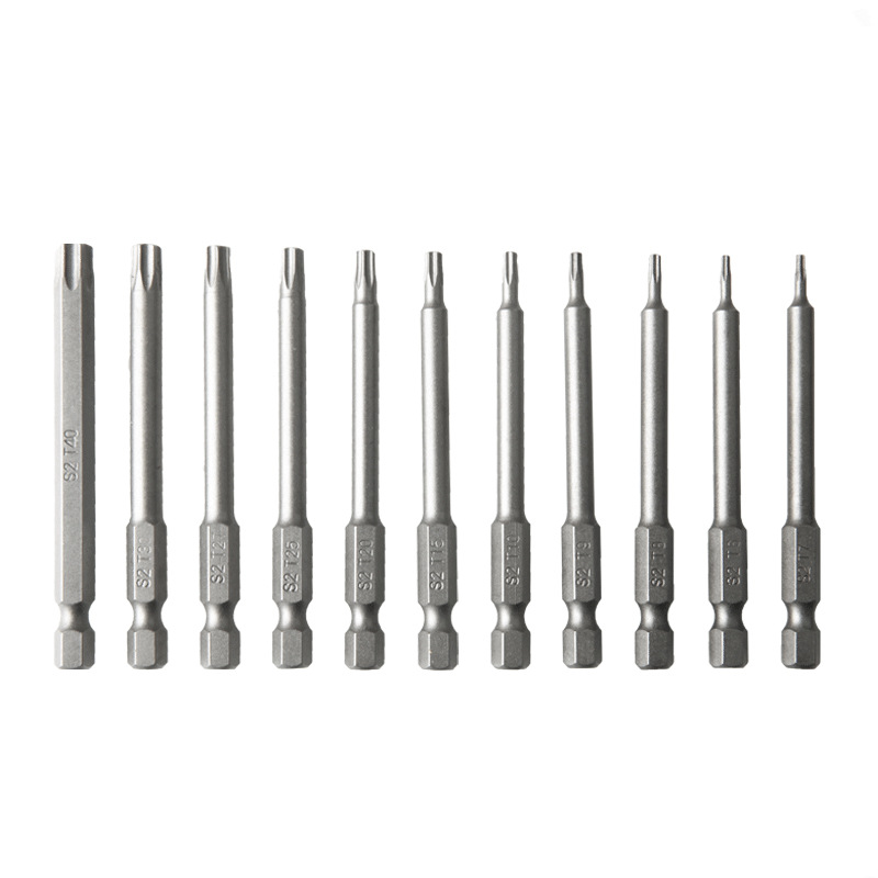 Cross-border 11-piece set of 75mm/50mm magnetic hand electric drill, electric screw drilling, hollow perforated plum blossom screwdriver Specification drawing
