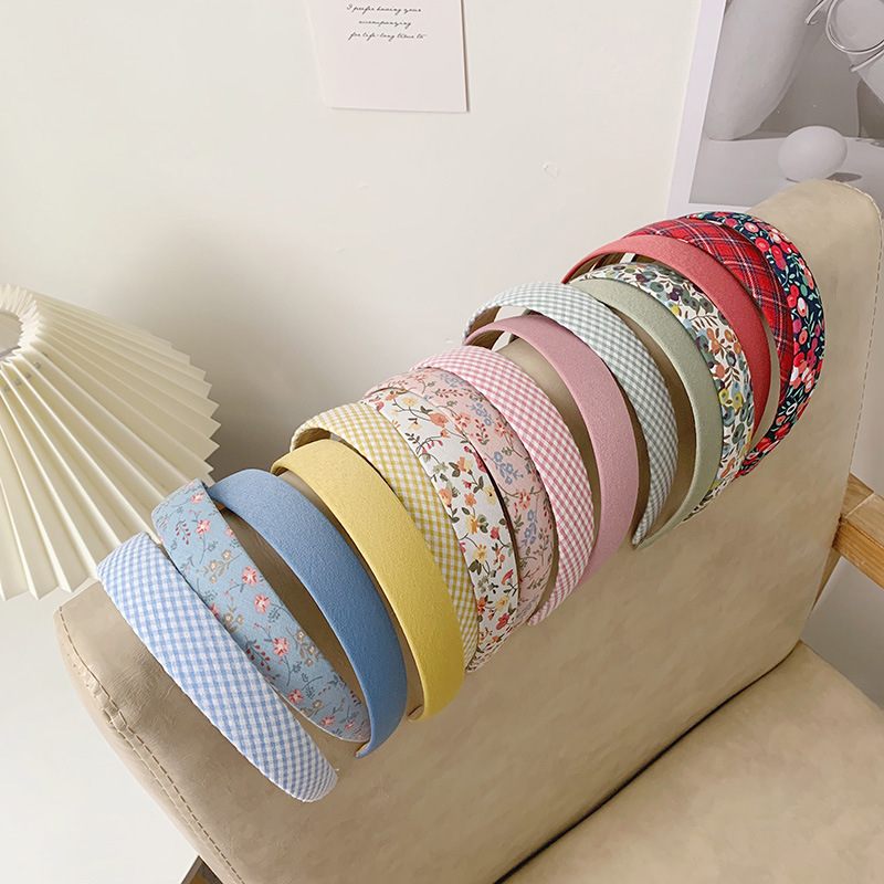 Korean retro floral checkered simple hair band, French headband, versatile outdoor hair accessory, hair band, super fairy headwear for girls full figure