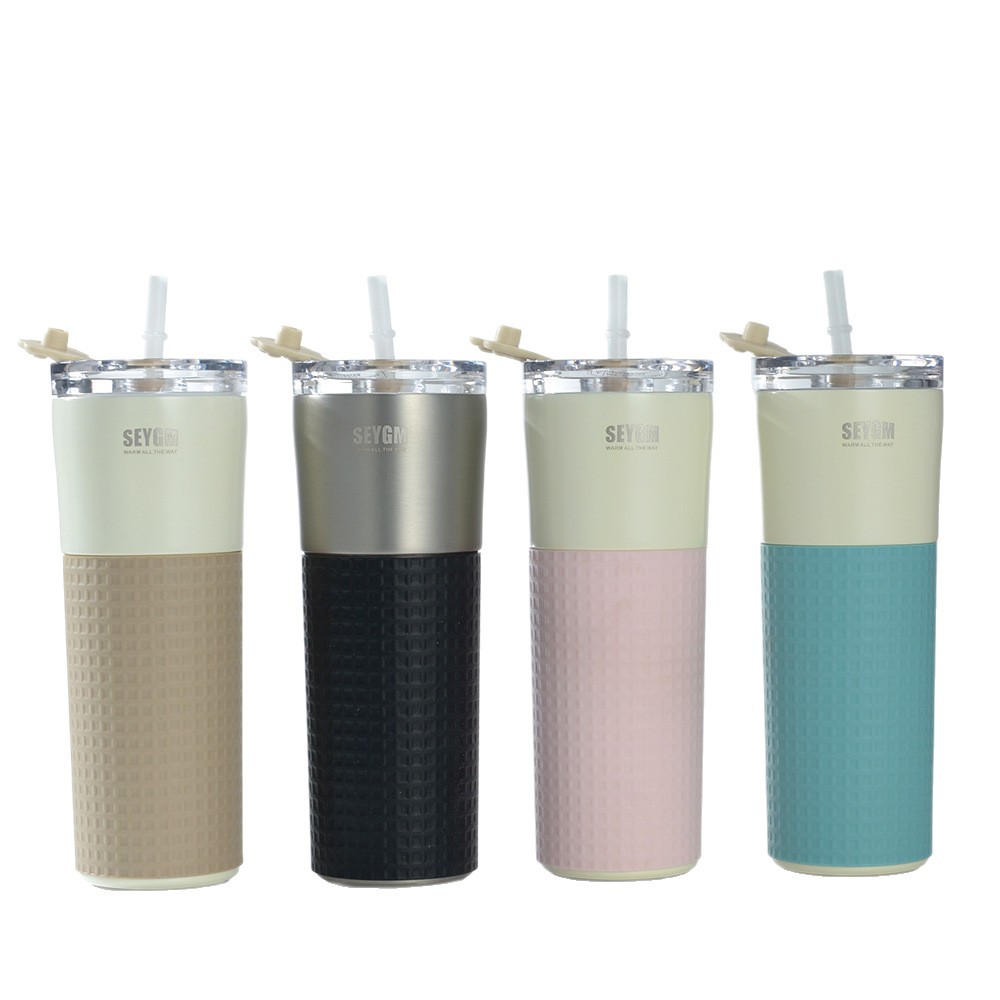Wholesale 304 stainless steel straw cups, gradient color insulated cups, high appearance level sports water bottles, portable car water cups Item Picture