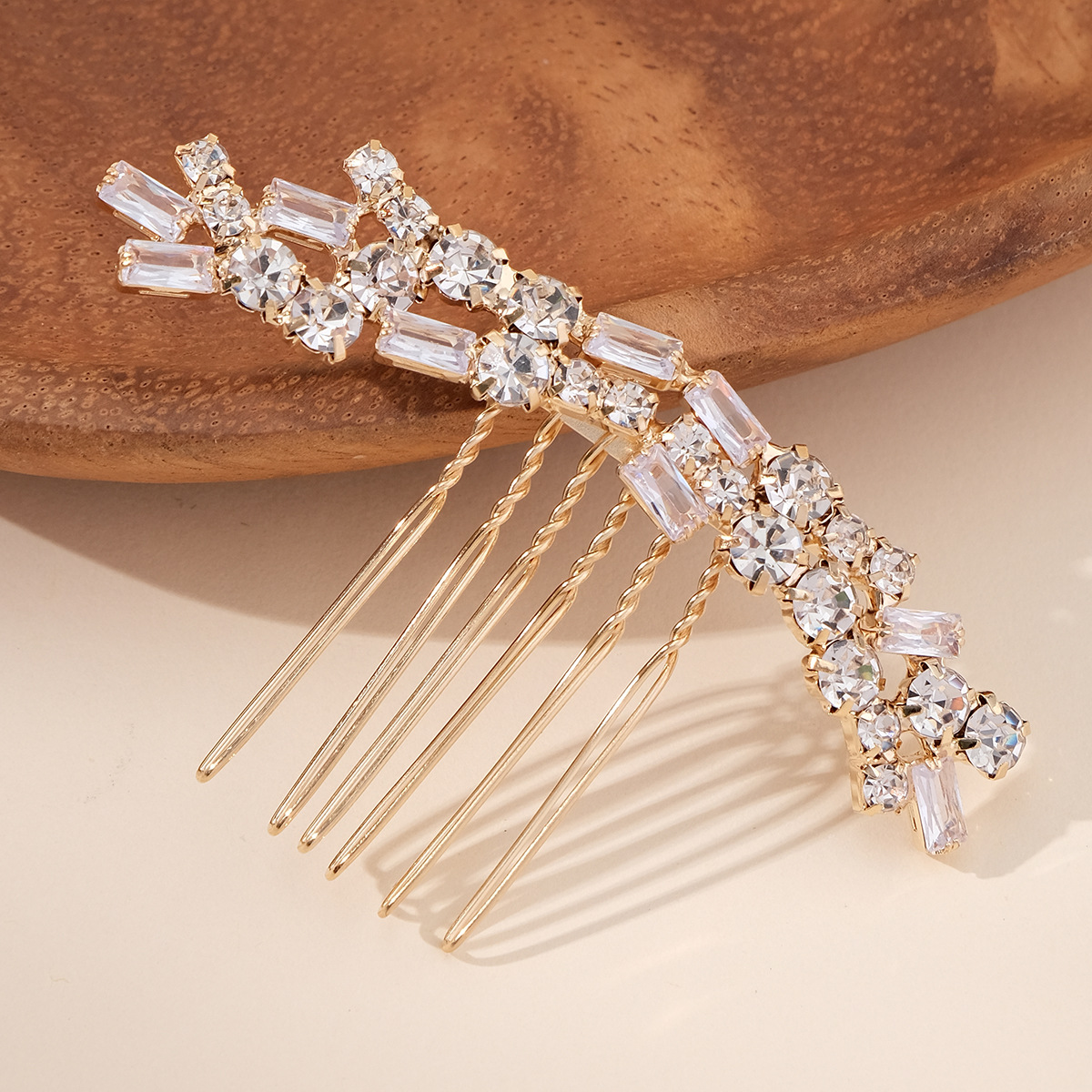 Cross-border new bride headwear, zircon hair comb, high-end and versatile accessory, daily updo, water diamond zircon comb for women details Picture