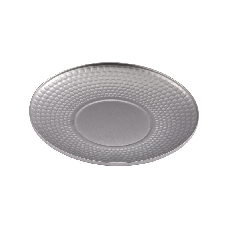 Retro aged plates, 304 stainless steel pasta plates, industrial style trays, round plates, dessert cakes, snowflake grey plates Item Picture