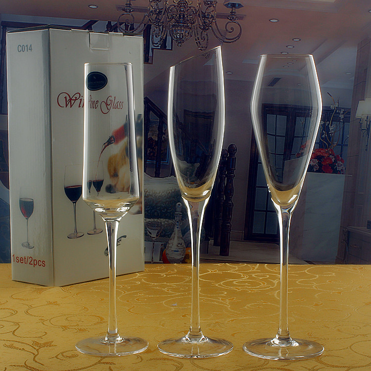 Two gift box sets of handcrafted crystal red wine glasses, goblets, chateau champagne wine glasses, and gift wine sets full figure