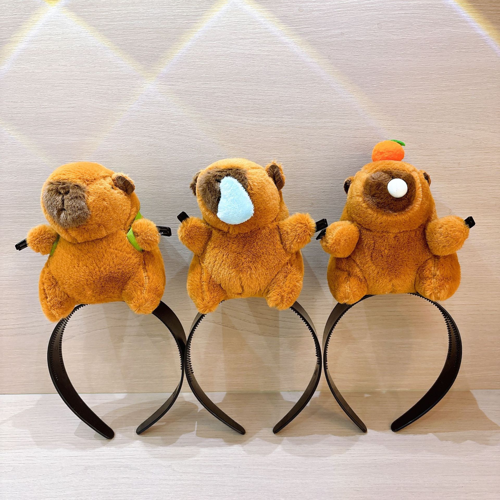 Cute Capibara doll hair band, funny headband, creative plush toy hair clip, new capybara photo hair accessory details Picture