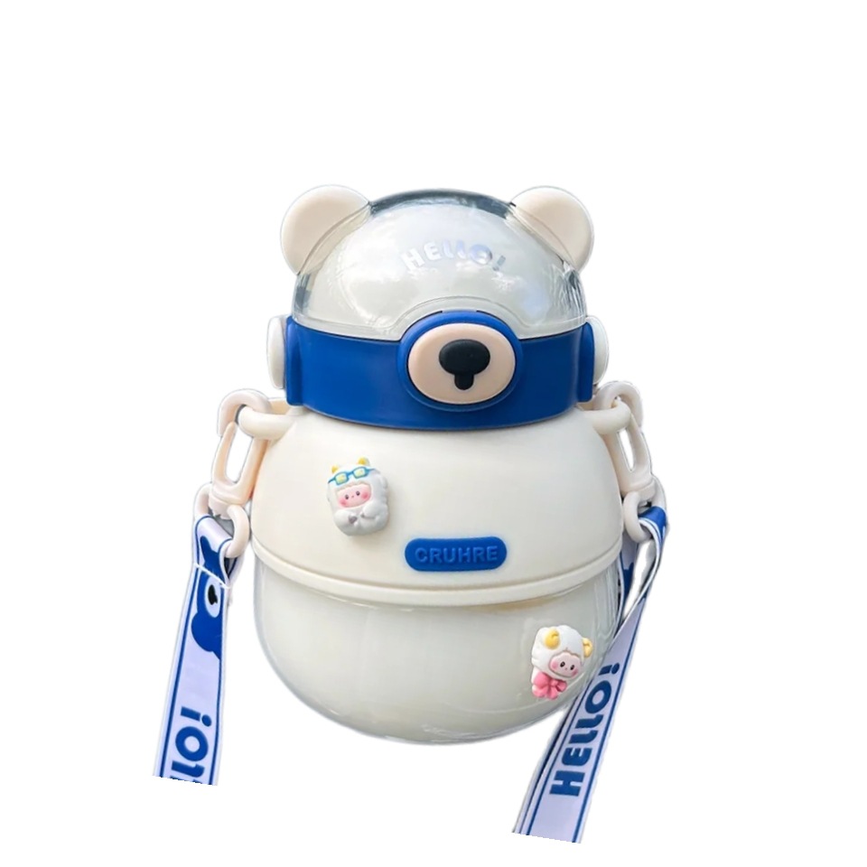 The new bear plastic cup is of high appearance level, a portable large-capacity water bottle for students and children, and a portable outdoor girls' cup Item Picture