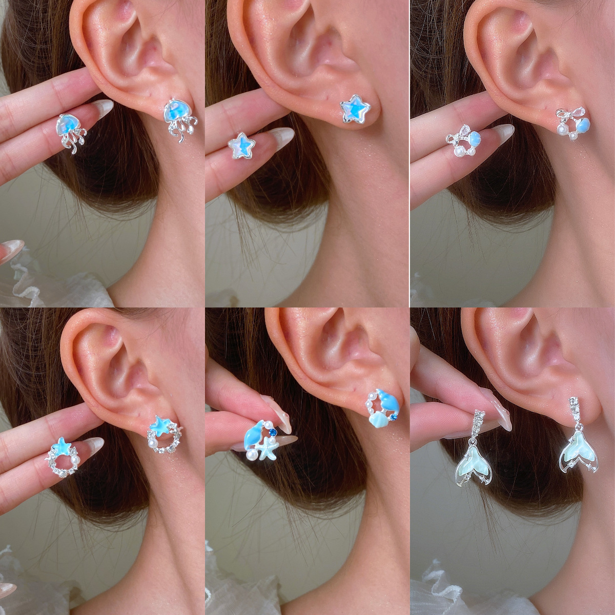 Cross-border fashionable glazed starfish imitation pearl stud earrings for women, versatile and high-end, spring and summer holiday earrings, ocean vacation style full figure