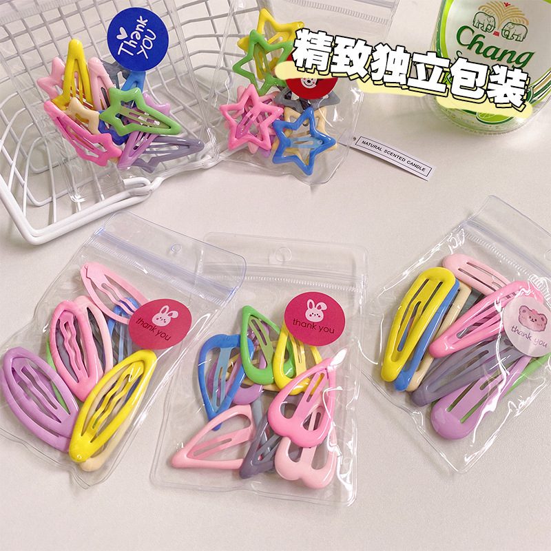 The new five-pointed star water drop children's hairpin headwear, cute girl bangs, broken hair, BB hairpin and baby hairpin full figure