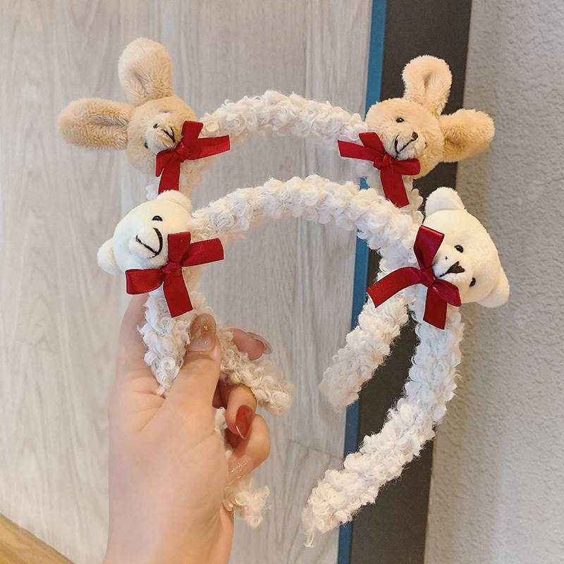 Little Bear Rabbit face wash hair band for women, simple lamb hair band, versatile for going out, anti-slip hair clip, hair band, hair accessory details Picture