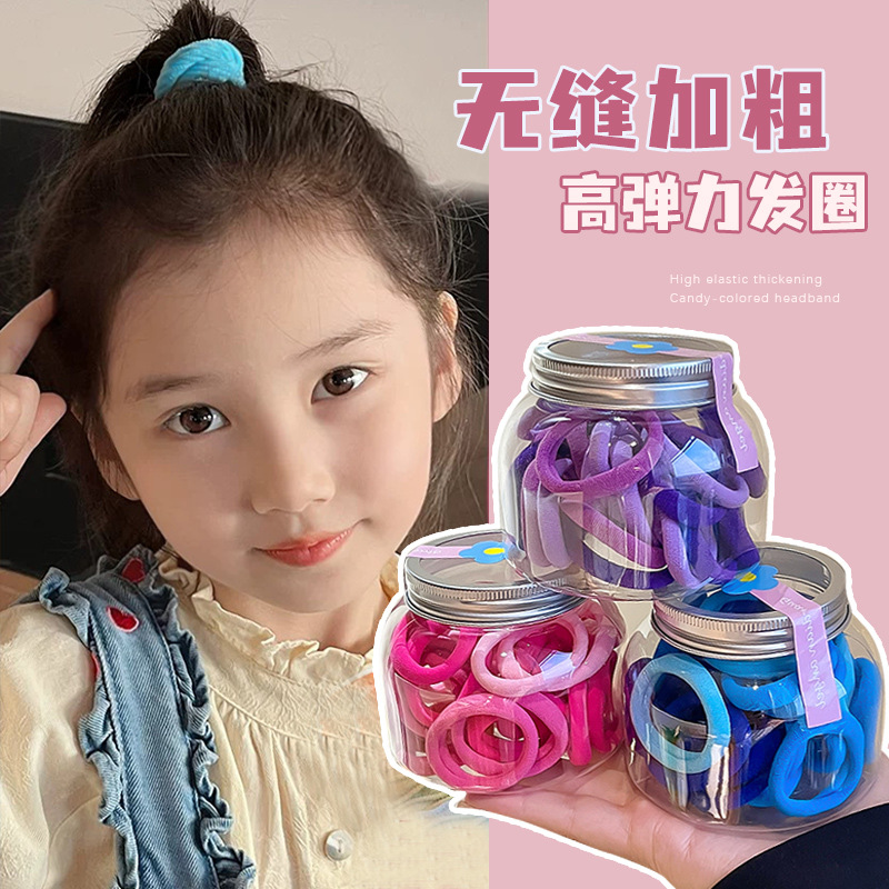 Children's candy-colored hair bands, girls' colorful rubber bands, little girls' towel bands, thick leather covers that won't damage hair, summer hair ties full figure
