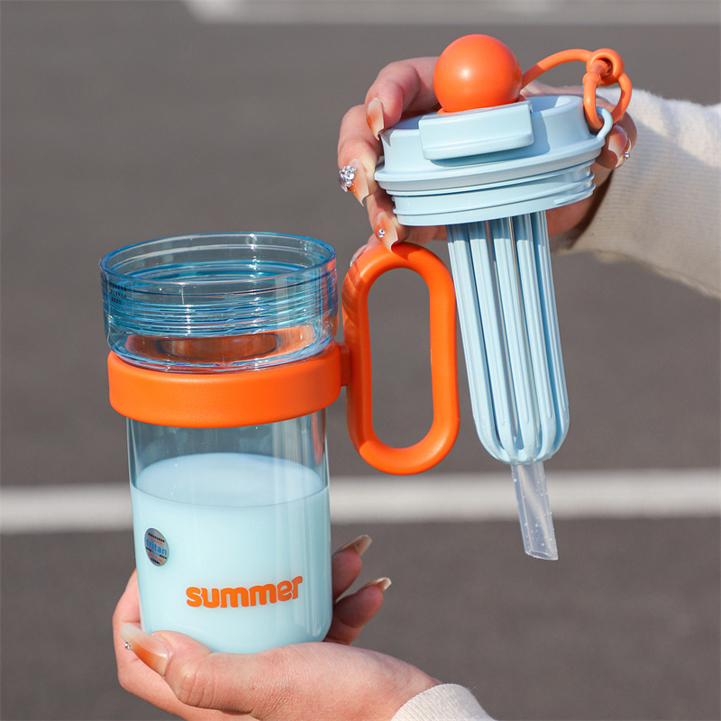 Original Tritan summer high appearance level straw water cup, girls' tea cup, office and home plastic cup for milk tea and coffee Specification drawing