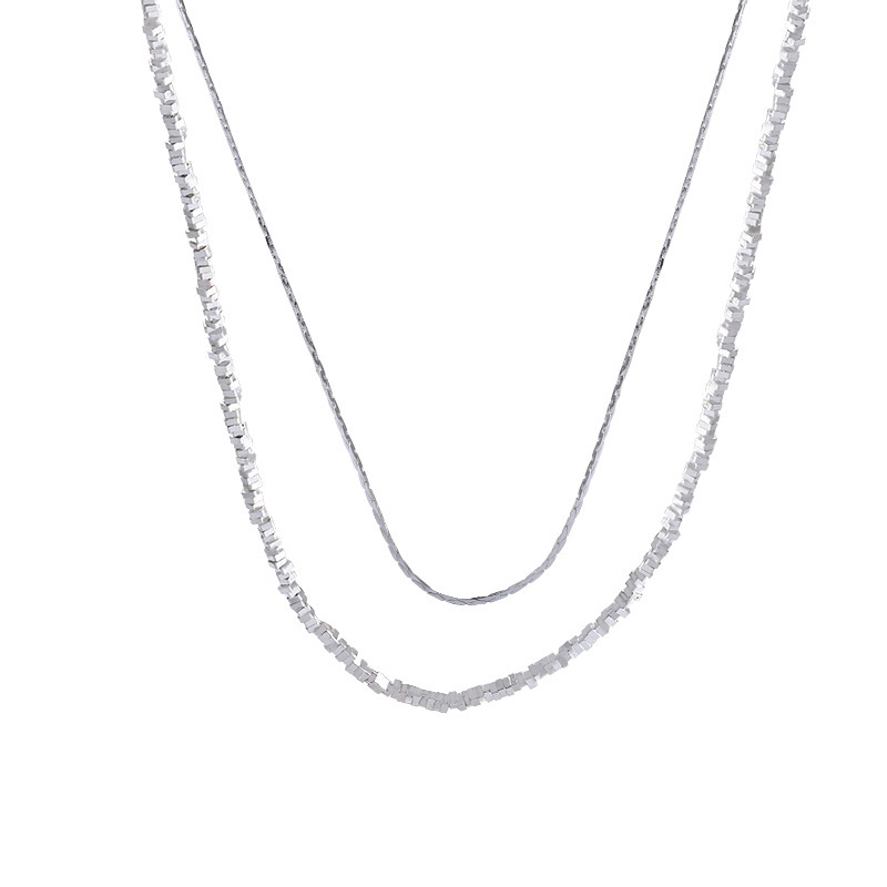 Broken silver pearl necklace, a female Douyin Internet celebrity bestseller, super sparkling sparkling collarbone chain, titanium steel black gallstone jewelry Item Picture