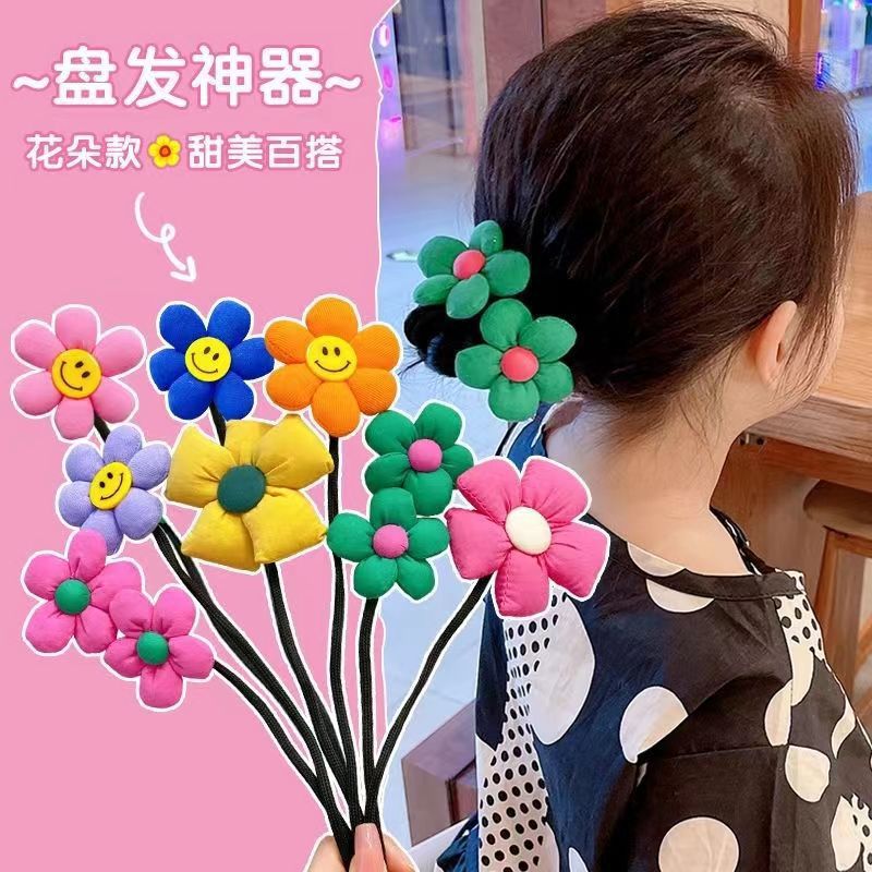 Children's hair bun wonder, lazy person's double flower hair bun, bun head hair bun, girls' headwear, new girls' hair accessory Specification drawing