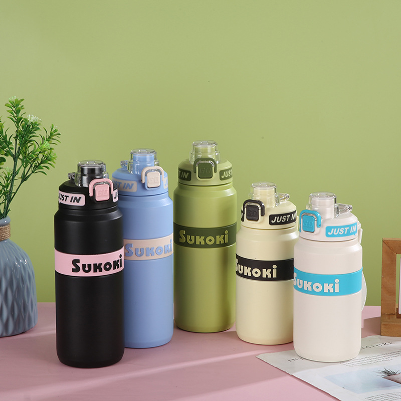 Customized new high-appearation-level large-capacity 316 stainless steel insulated cup, sports water bottle, straw mouth cup and gift cup Specification drawing