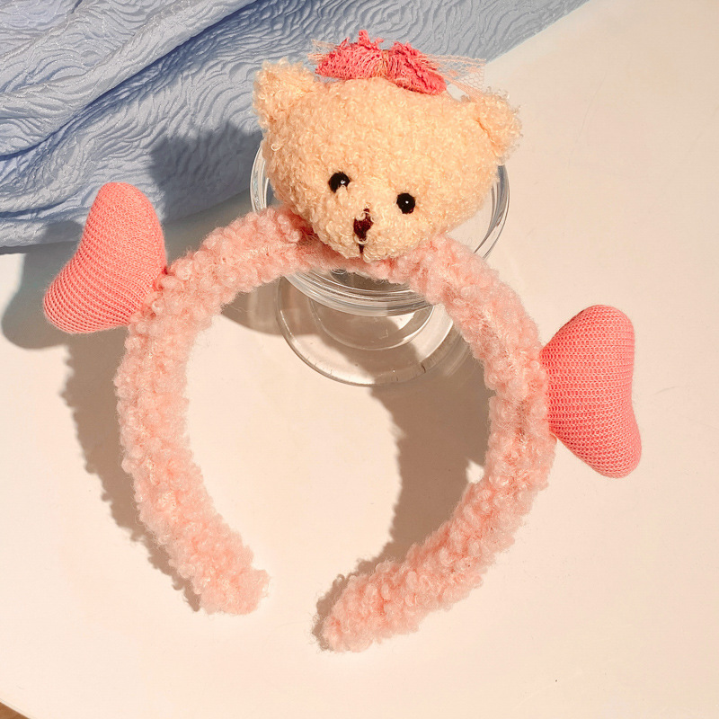 Heart-shaped little bear face wash hair band, girl lamb hair band, hair clip, hair tie, cute children's hair band, hair clip, Internet celebrity headwear details Picture