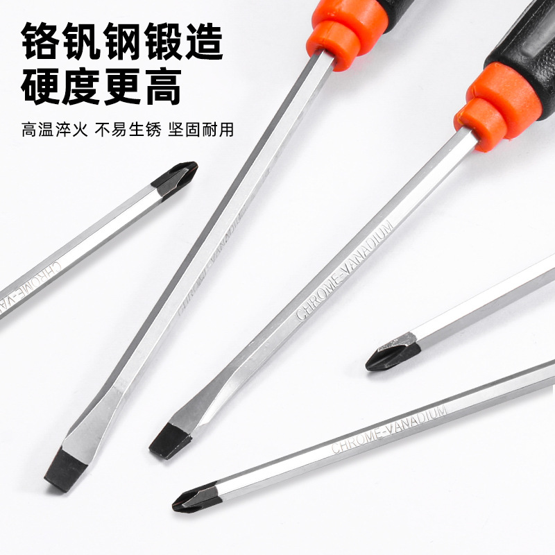 Luwei Tools' flat-head through-hole screwdriver can strike thickened cross-head screwdriver set and extended flat-head plum blossom screwdriver details Picture