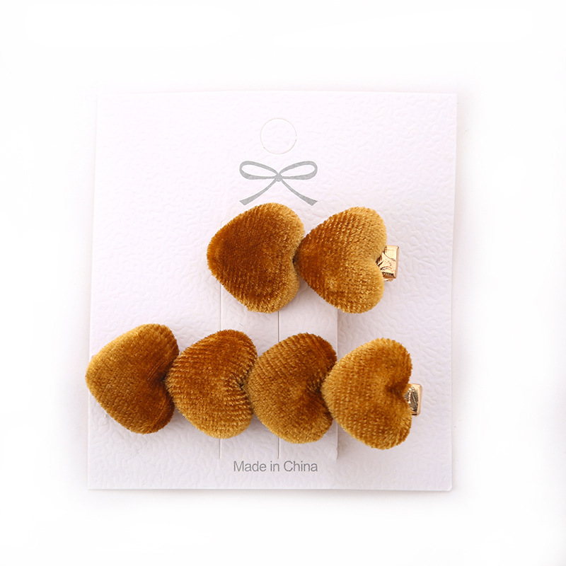 Korean velvet heart-shaped hair clips, sweet bangs hair clips, women's autumn and winter side clips, Japanese hair accessories and headwear Item Picture