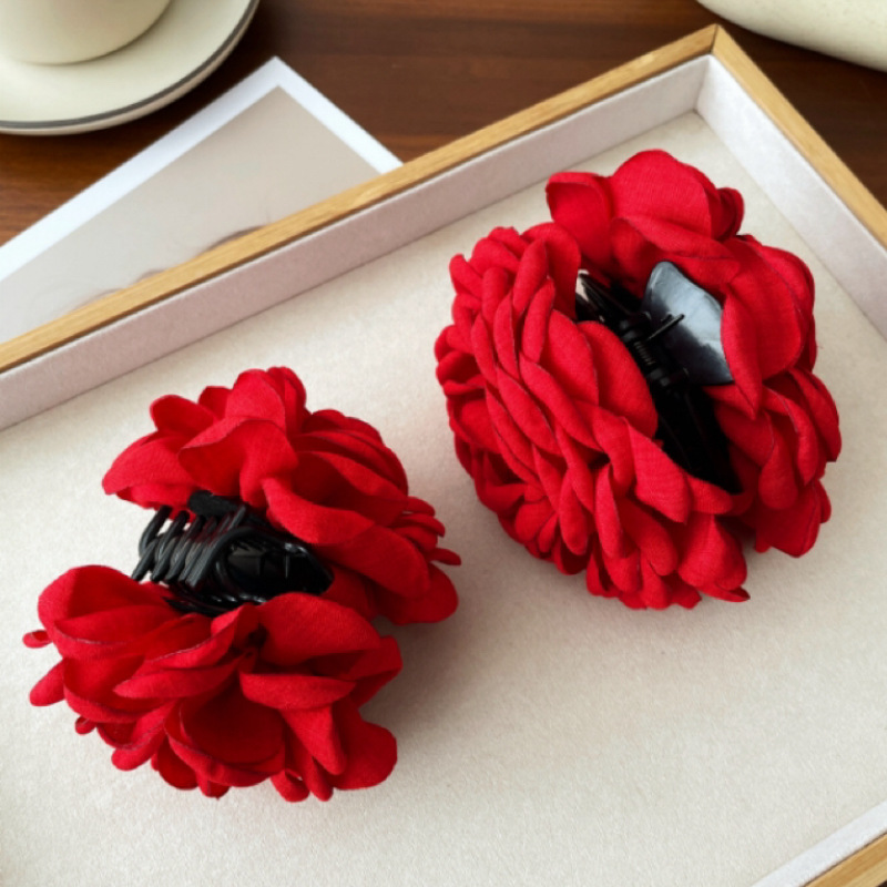 Rose flower grabber women's 2024 new high-end high-end large hairpin, shark clip headpiece at the back of the head details Picture