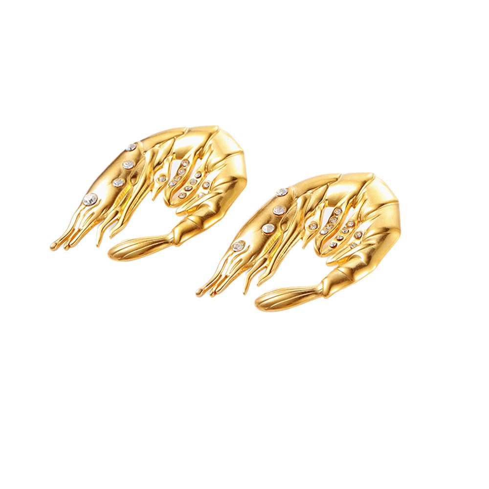 Wholesale of cross-border exaggerated ocean-style diamond-encrusted pearl earrings with a light luxury and high-end feel, stainless steel stud earrings for women Item Picture