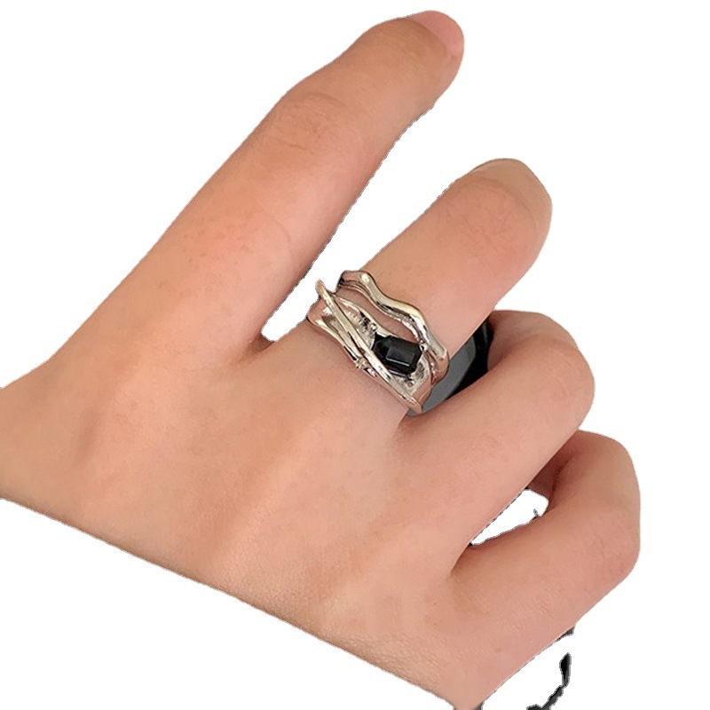 Cold and simple geometric, sweet and cool ring, niche design, high-end sense, index finger ring, light luxury style, open ring Item Picture