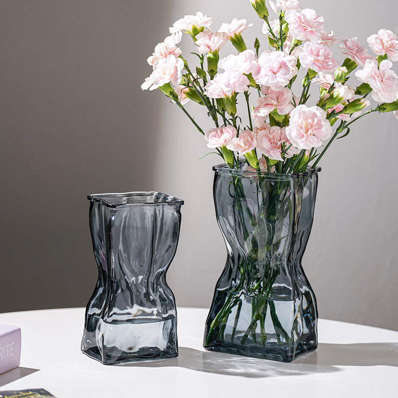Ins-style glass vase, simple and transparent hydroponic vase, Nordic home flower arrangement small vase, living room decoration item full figure