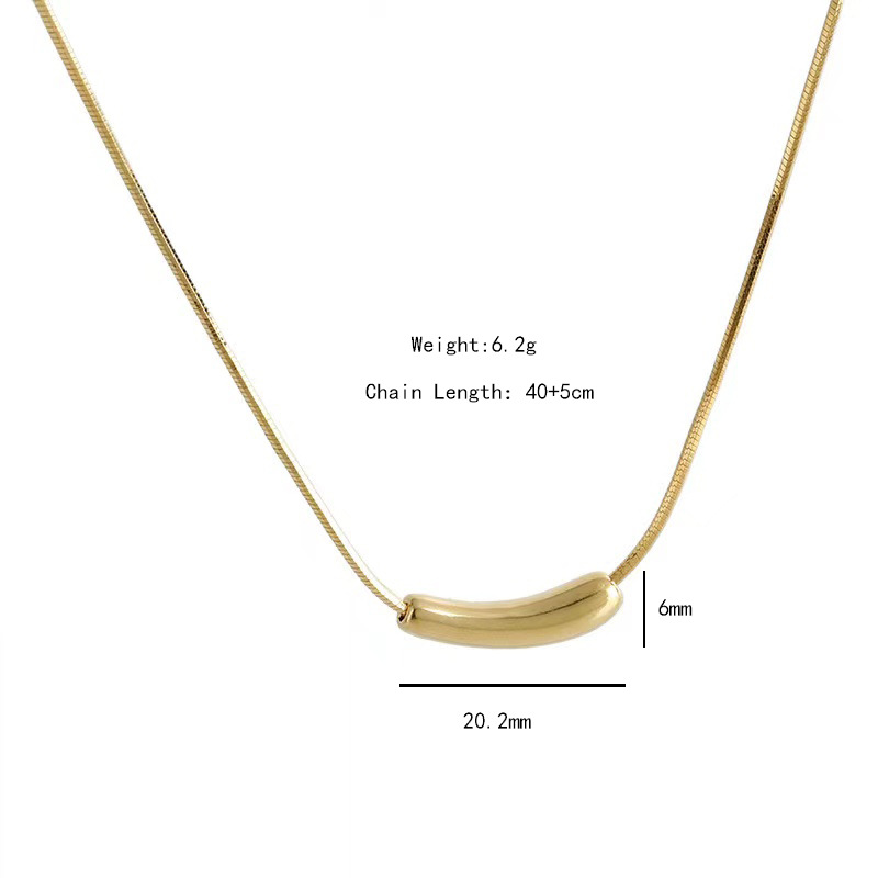 Stainless steel cylindrical serpentine chain necklace for women, a unique and versatile light luxury titanium steel collarbone chain, a popular and stylish eggplant pendant Item Picture