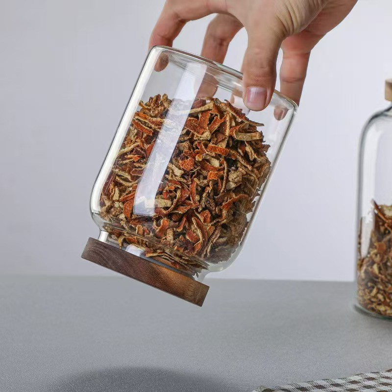 In-stock dried tangerine peel tea cans, high borosilicate thickened cans, special sealed cans for acacia wood, and storage cans for dried fruits and grains Specification drawing