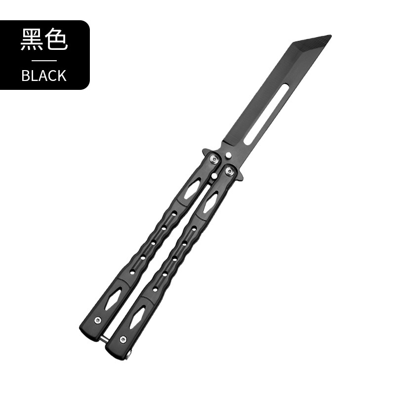 Beginner's butterfly knife csgo unedged stainless steel folding knife toy self-defense practice all-steel flower style training knife undefined