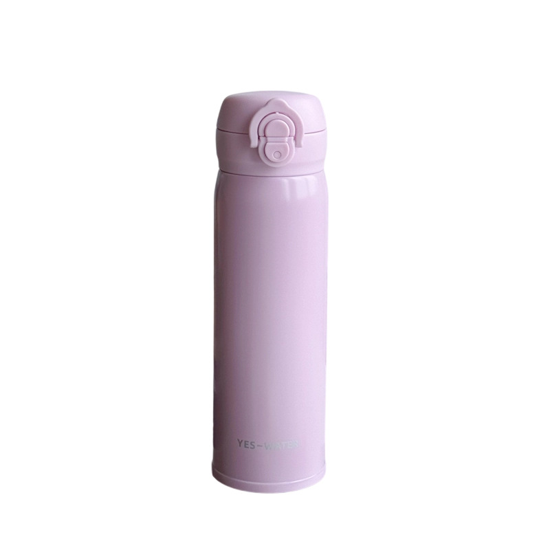 Solid color bouncing cup lid, car stainless steel insulated water cup, travel portable double-drinking straw cup, 480ml car cup Item Picture