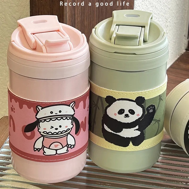 316 stainless steel straw cup, portable and cute children's hand-held water cup, insulated cup, high appearance level for girls, large capacity details Picture