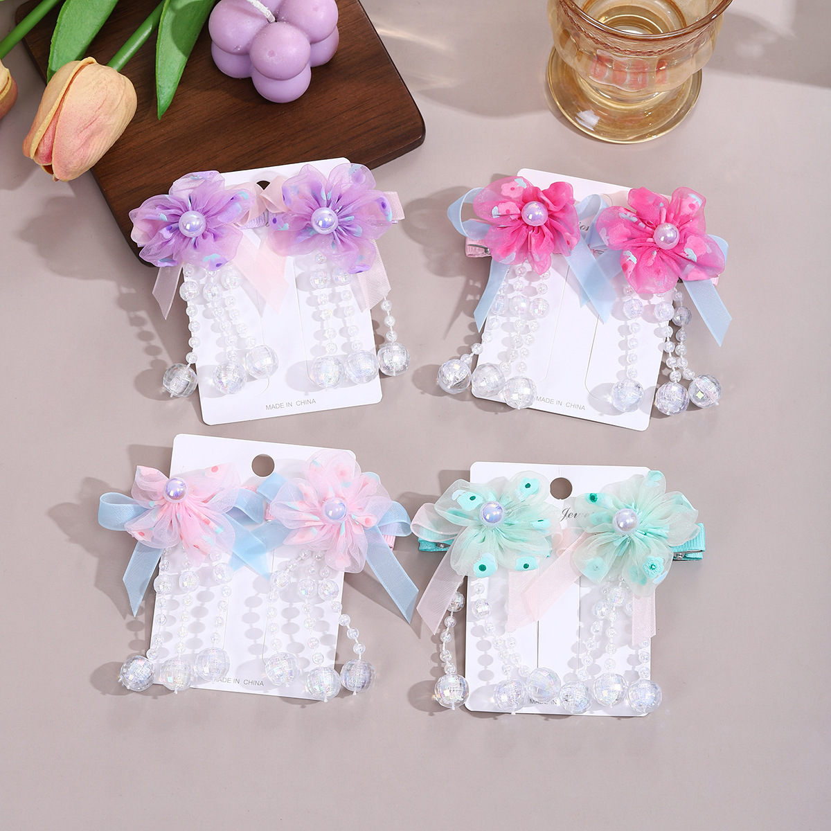 Children's mesh butterfly hair clips, side hair clips for baby girls, bangs on the forehead, broken hair clips, straight clips without damaging hair, headwear Application Scenario