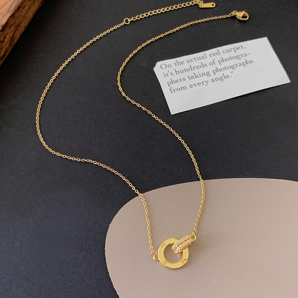 Golden pearl double row full diamond Roman double ring necklace, 18k gold-plated female, popular collarbone elegant and simple accessory Application Scenario