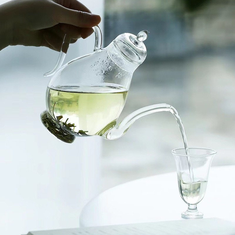 Glass teapot for brewing in the style of Song Dynasty, high-temperature resistant teapot for green tea and flower tea, heat-resistant transparent kettle for boiling water, Gongfu teapot for brewing Specification drawing
