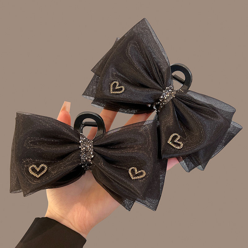 High-end double-sided bow clip, large hair clip for a fleeing princess, shark clip at the back of the head, headwear and hair clip Specification drawing