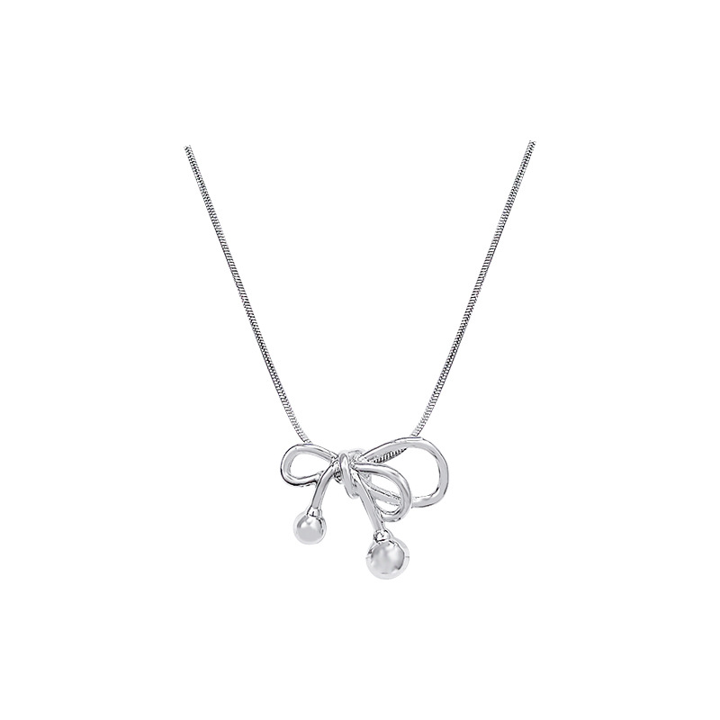 Bow snake bone chain pendant necklace, a cold and elegant female style, versatile and high-end, niche and light luxury collarbone chain necklace accessory Item Picture