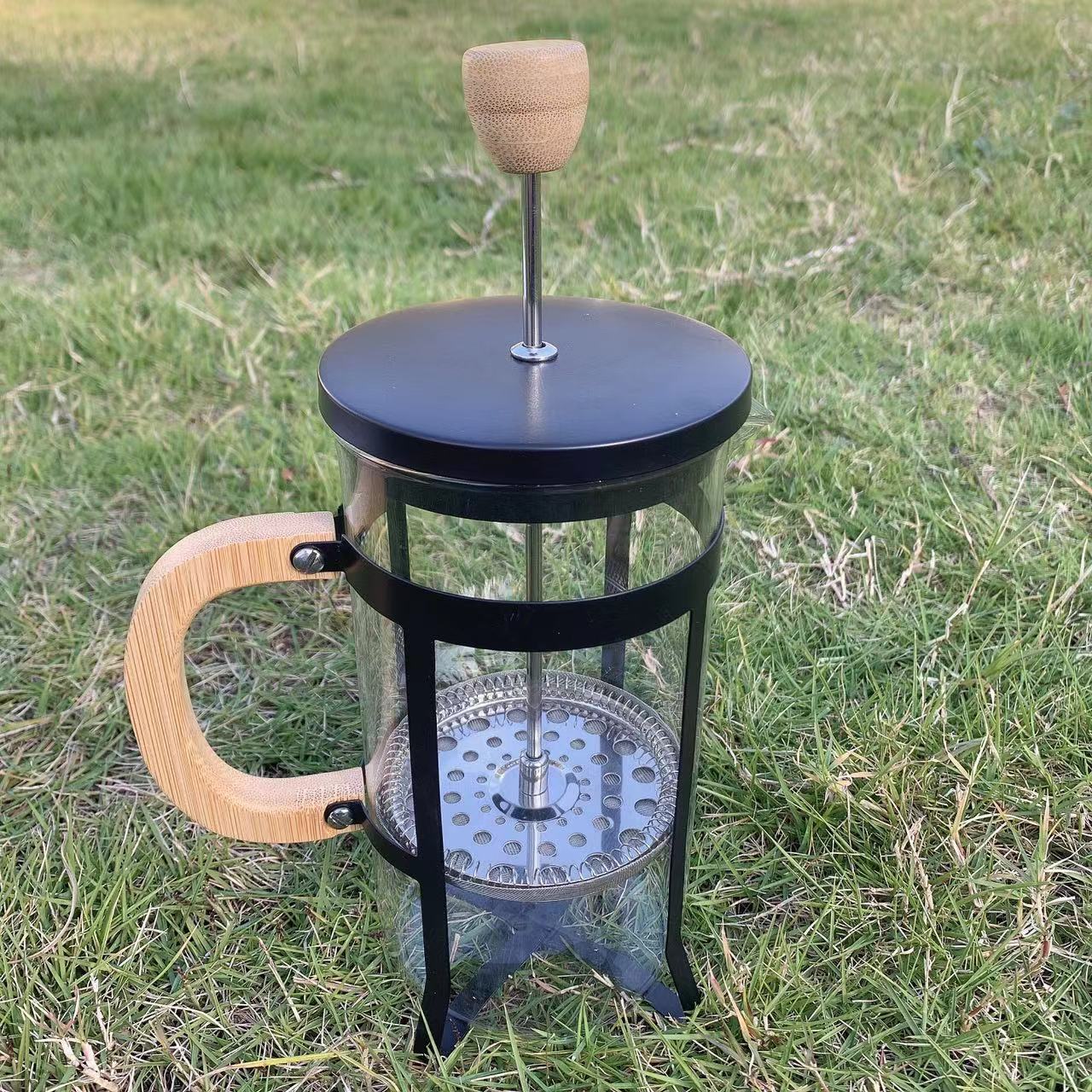 Spray-painted bamboo and wood press, cross-border tea maker, filter press, American coffee maker, household hand-made milk foam, heat-resistant full figure