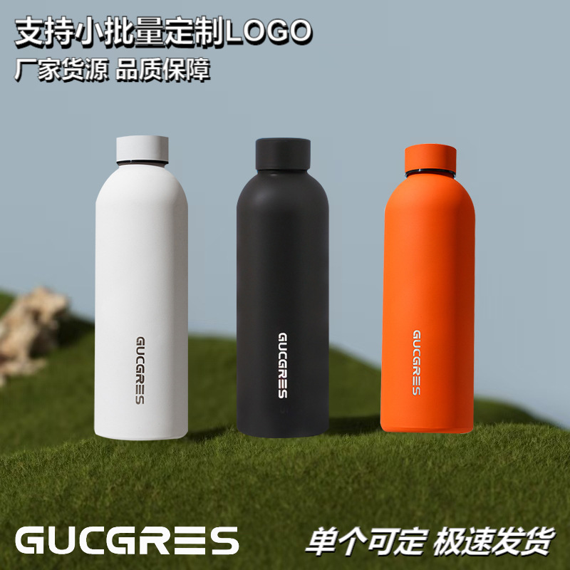 Customized narrow-mouthed American insulated cups, outdoor sports water bottles, portable stainless steel small-mouthed water cups, travel cups, men's cups full figure