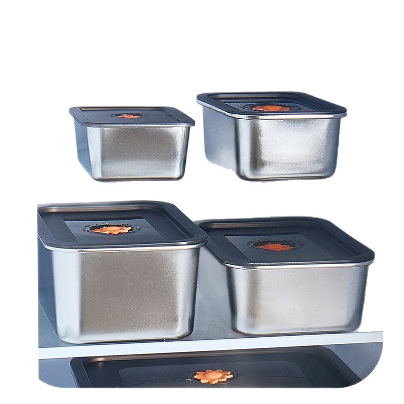 Stainless steel food storage boxes, food-grade refrigerator storage boxes, refrigerated sealed lunch boxes with LIDS, commercial cross-border wholesale Item Picture