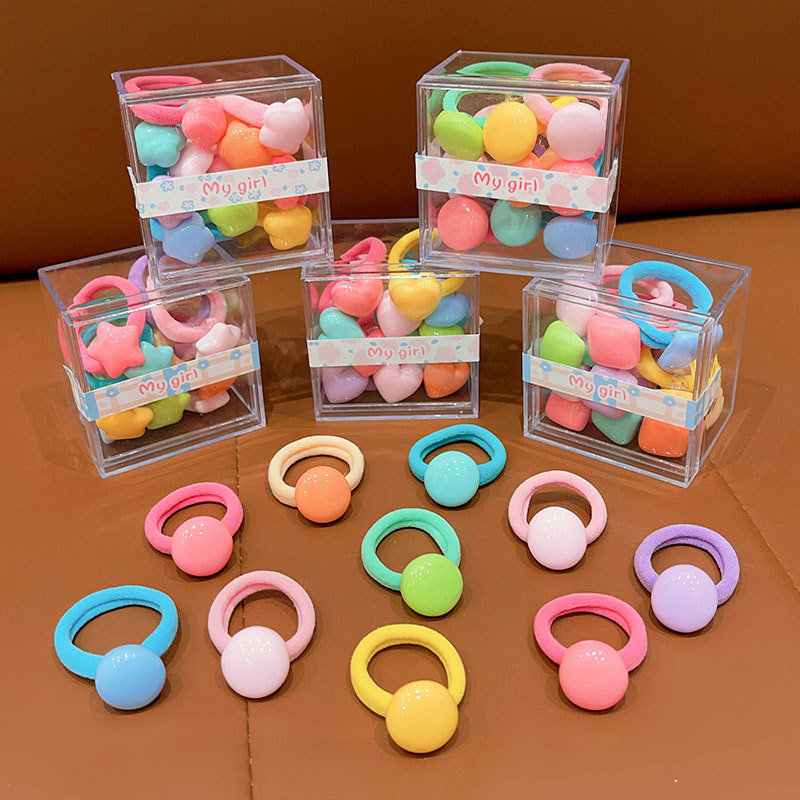 Children's candy-colored rubber bands, high appearance level for little girls, hair ties without damaging hair, baby rubber bands, girls' hair accessories Application Scenario